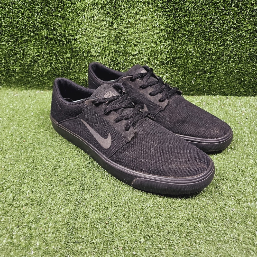 Nike SB Portmore Triple Black Canvas Athletic Skate Sneakers 723874-001 Mens‎ 13